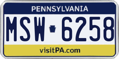 PA license plate MSW6258