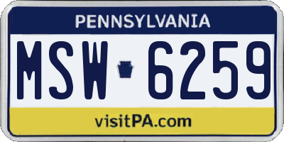 PA license plate MSW6259