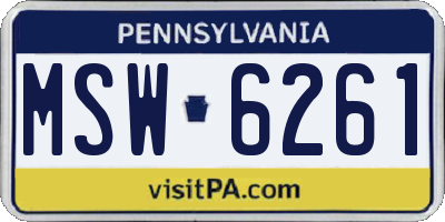 PA license plate MSW6261