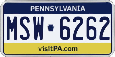 PA license plate MSW6262
