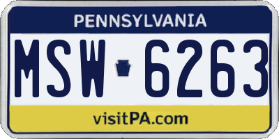 PA license plate MSW6263