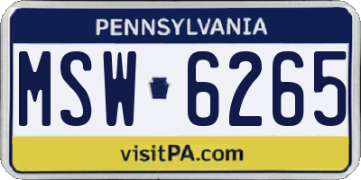 PA license plate MSW6265