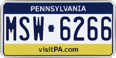 PA license plate MSW6266