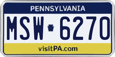 PA license plate MSW6270