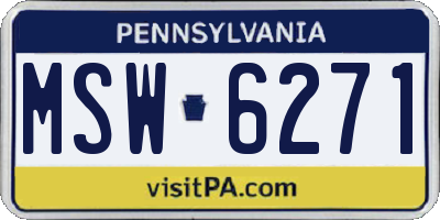 PA license plate MSW6271
