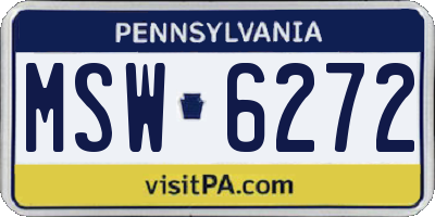 PA license plate MSW6272