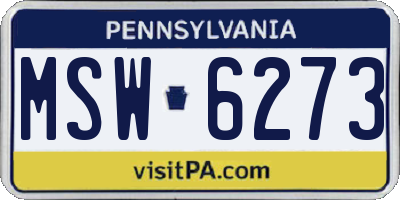 PA license plate MSW6273