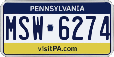 PA license plate MSW6274