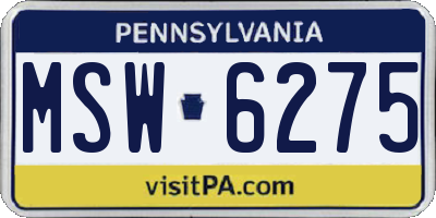 PA license plate MSW6275