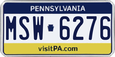PA license plate MSW6276