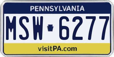 PA license plate MSW6277