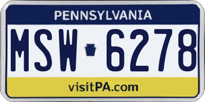 PA license plate MSW6278