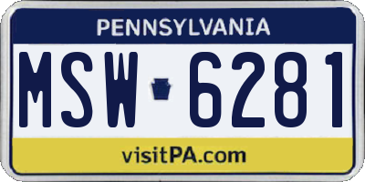 PA license plate MSW6281