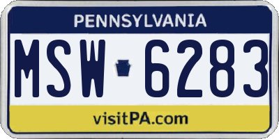 PA license plate MSW6283