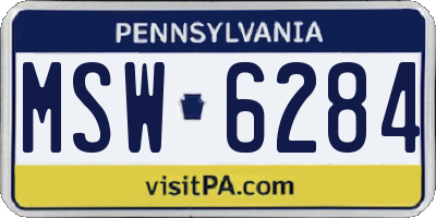 PA license plate MSW6284