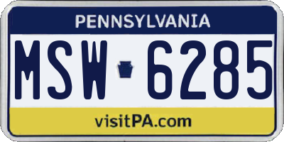PA license plate MSW6285