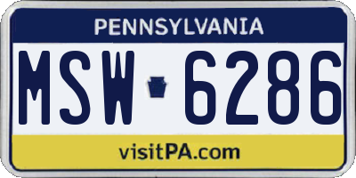 PA license plate MSW6286