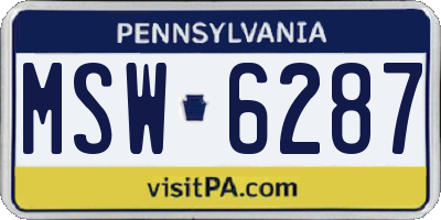 PA license plate MSW6287