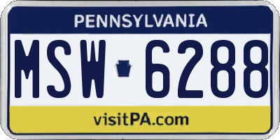 PA license plate MSW6288