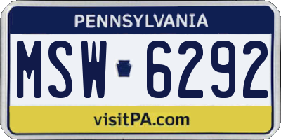PA license plate MSW6292