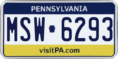 PA license plate MSW6293