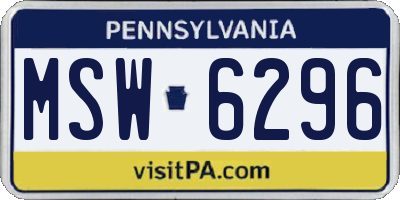 PA license plate MSW6296