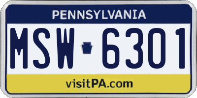 PA license plate MSW6301