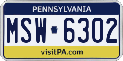 PA license plate MSW6302