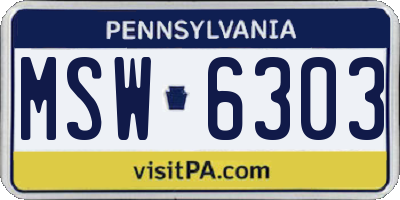 PA license plate MSW6303