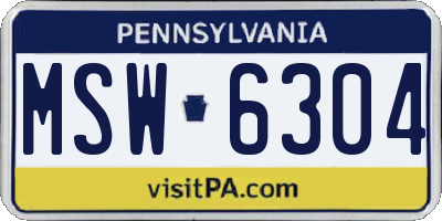PA license plate MSW6304