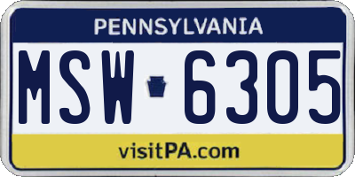 PA license plate MSW6305