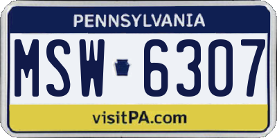 PA license plate MSW6307