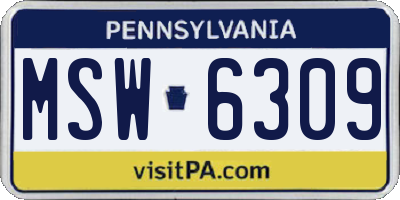 PA license plate MSW6309