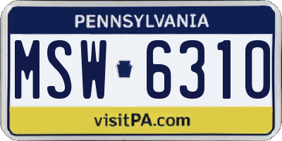 PA license plate MSW6310