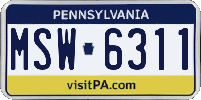 PA license plate MSW6311