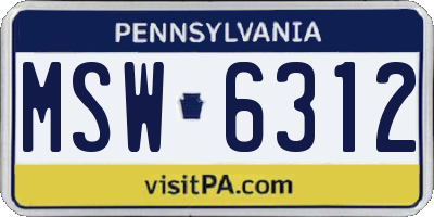 PA license plate MSW6312
