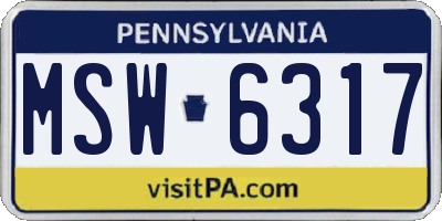 PA license plate MSW6317