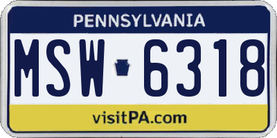 PA license plate MSW6318