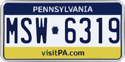 PA license plate MSW6319