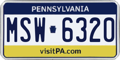 PA license plate MSW6320