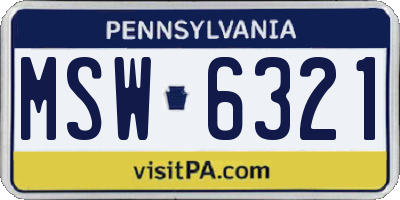 PA license plate MSW6321