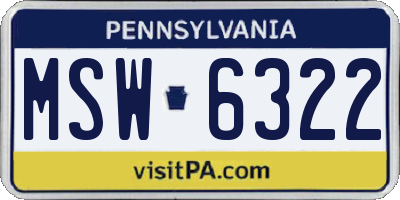 PA license plate MSW6322