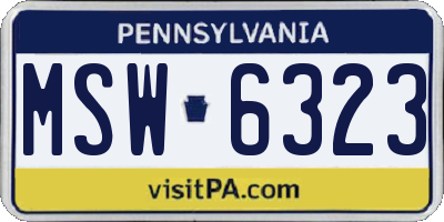 PA license plate MSW6323