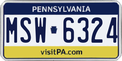 PA license plate MSW6324
