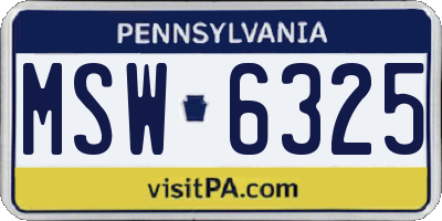 PA license plate MSW6325