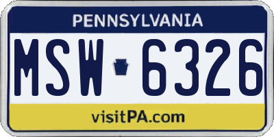 PA license plate MSW6326