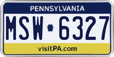 PA license plate MSW6327