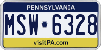 PA license plate MSW6328