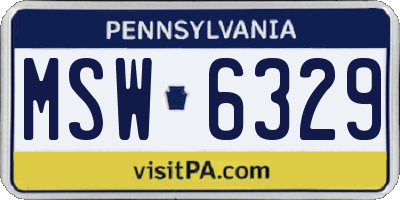 PA license plate MSW6329