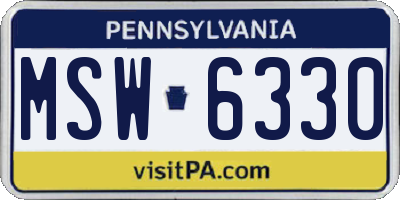 PA license plate MSW6330
